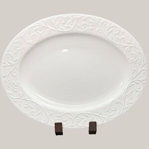 Lenox Opal Innocence Carved Oval Serving Platter - 15.75" X 12.25"- EUC